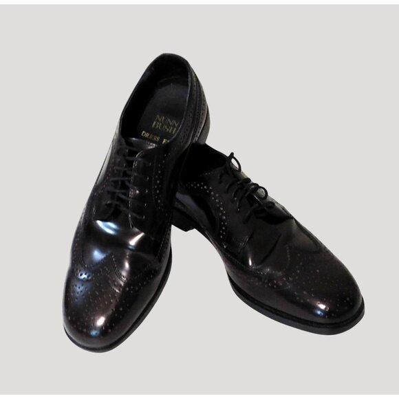 Nunn Bush Dress Flex Leather Oxford Shoes Mens Size 9.5 Dark Brown Wing Tip - Picture 1 of 14